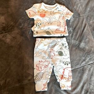 Just One You by Carter’s Matching Onesie & Pants | Size  3m | White w/ Dinosaurs